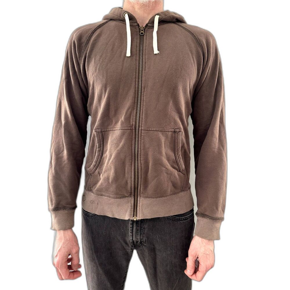 Y2k Old Navy Men's Brown Hooded Long Sleeve Jacket size Medium